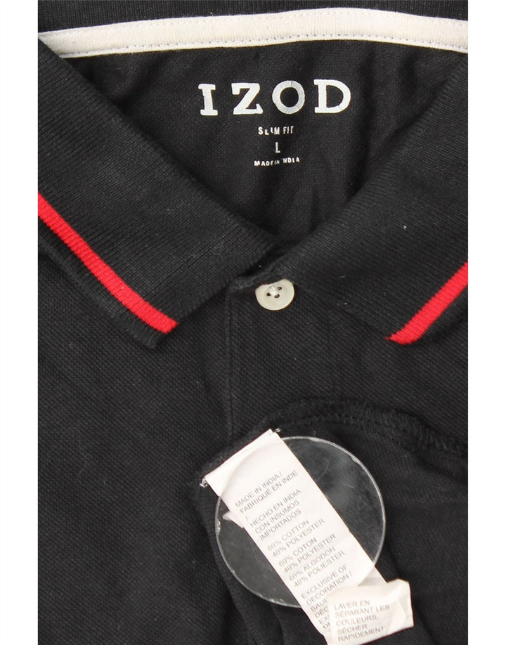 IZOD Herren-Poloshirt mit schmaler Passform, groß, schwarze Baumwolle