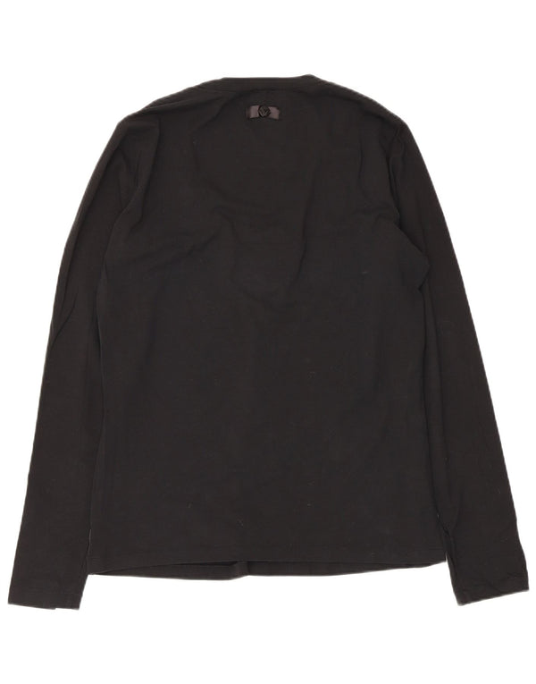 Armani Jeans Damen Top Langarm UK 22 3XL Schwarz Baumwolle