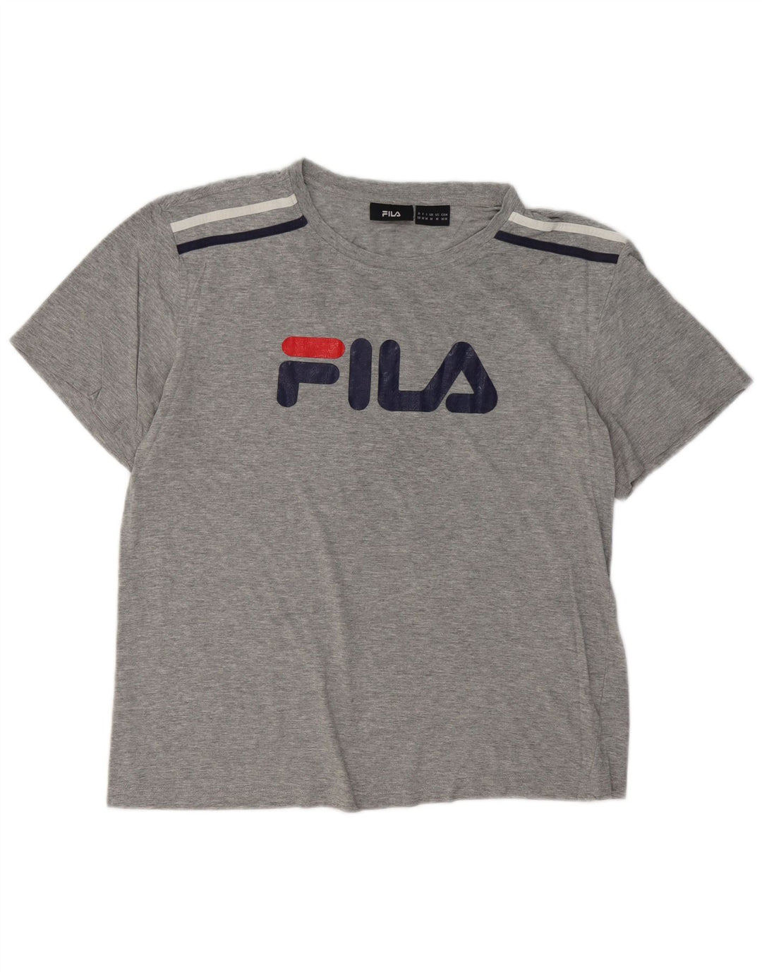 FILA Herren Grafik-T-Shirt-Oberteil aus mittelgrau gesprenkelter Baumwolle