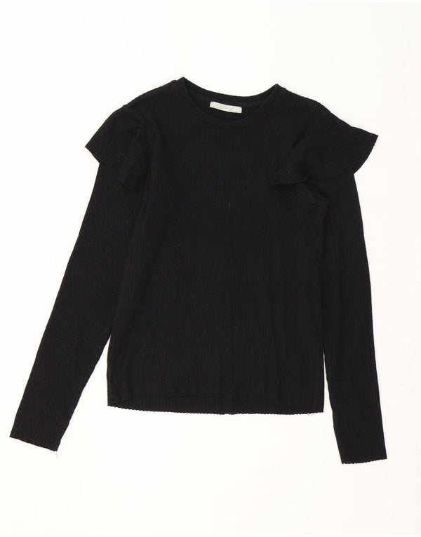 Zara Damenbluse Oberteil UK 12 Medium Schwarz