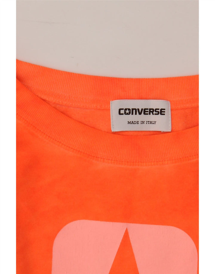 CONVERSE Womens Graphic Sweatshirt Jumper UK 14 Medium Orange Vintage Converse and Second-Hand Converse from Messina Hembry 