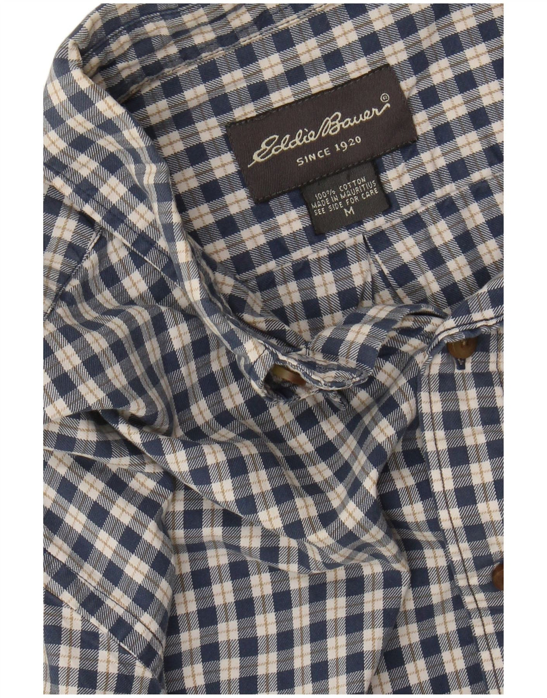 Eddie Bauer Herren-Flanellhemd aus mittelblau karierter Baumwolle