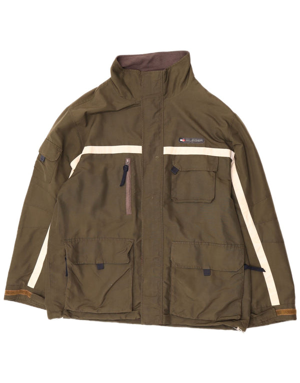 Tommy Hilfiger Herren Utility-Jacke UK 40 Large Khaki Colourblock Polyester