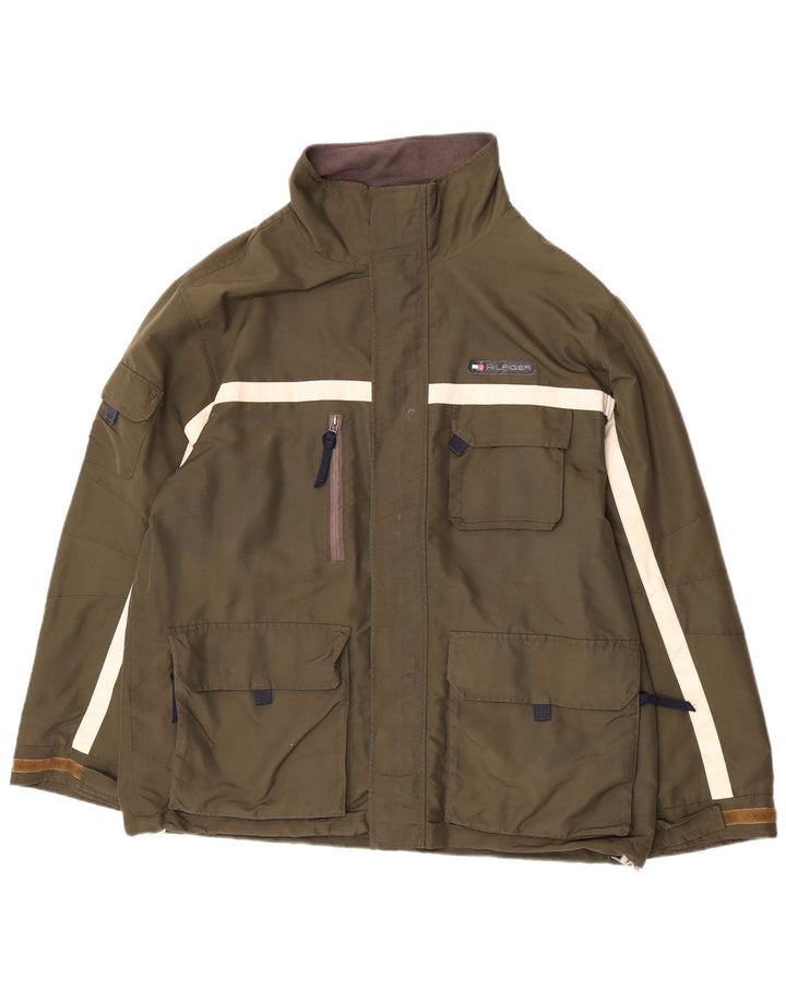 Tommy Hilfiger Herren Utility-Jacke UK 40 Large Khaki Colourblock Polyester