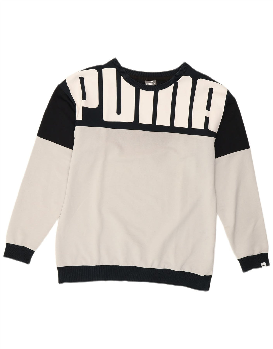 Puma Damen Grafik-Sweatshirt-Pullover UK 12 Mittelweiß Farbblock