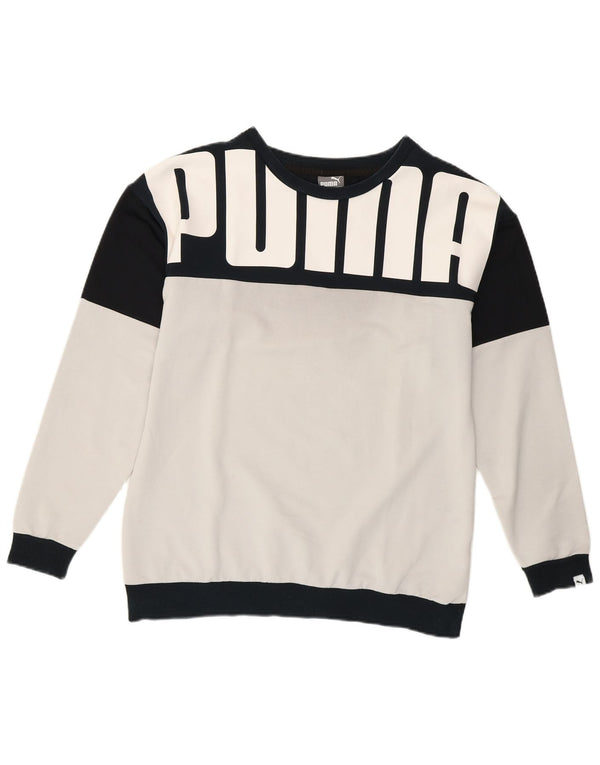 Puma Damen Grafik-Sweatshirt-Pullover UK 12 Mittelweiß Farbblock