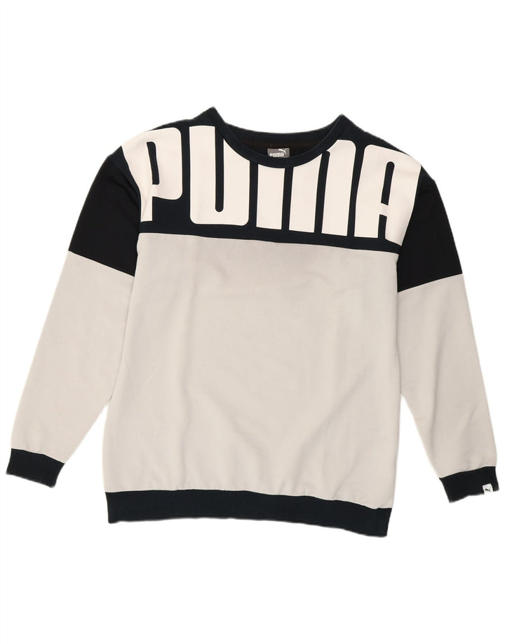 Puma Damen Grafik-Sweatshirt-Pullover UK 12 Mittelweiß Farbblock