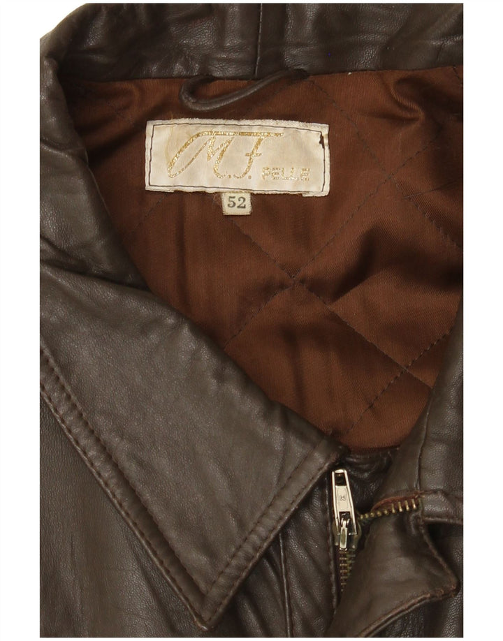 Vintage Herren Lederjacke IT 52 XL Braunes Leder