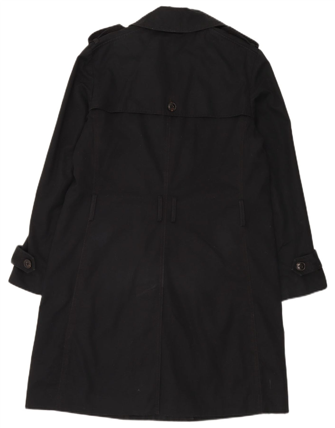 Gap Damen Zweireihiger Trenchcoat UK 14 Mittelschwarze Baumwolle