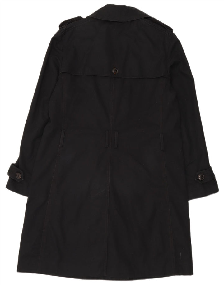 Gap Damen Zweireihiger Trenchcoat UK 14 Mittelschwarze Baumwolle