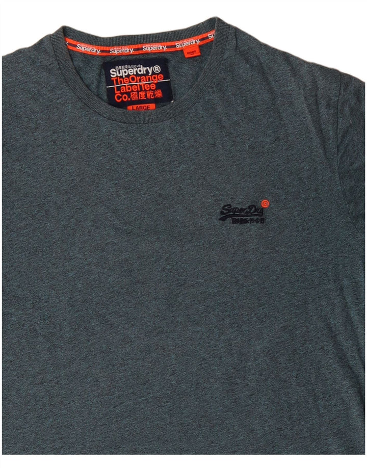 Superdry Herren T-Shirt-Oberteil, groß, blau meliert