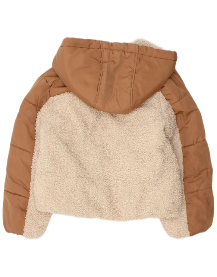 Dkny Wattierte Jacke mit Kapuze für Mädchen, 5–6 Jahre, braunes Colourblock-Polyester