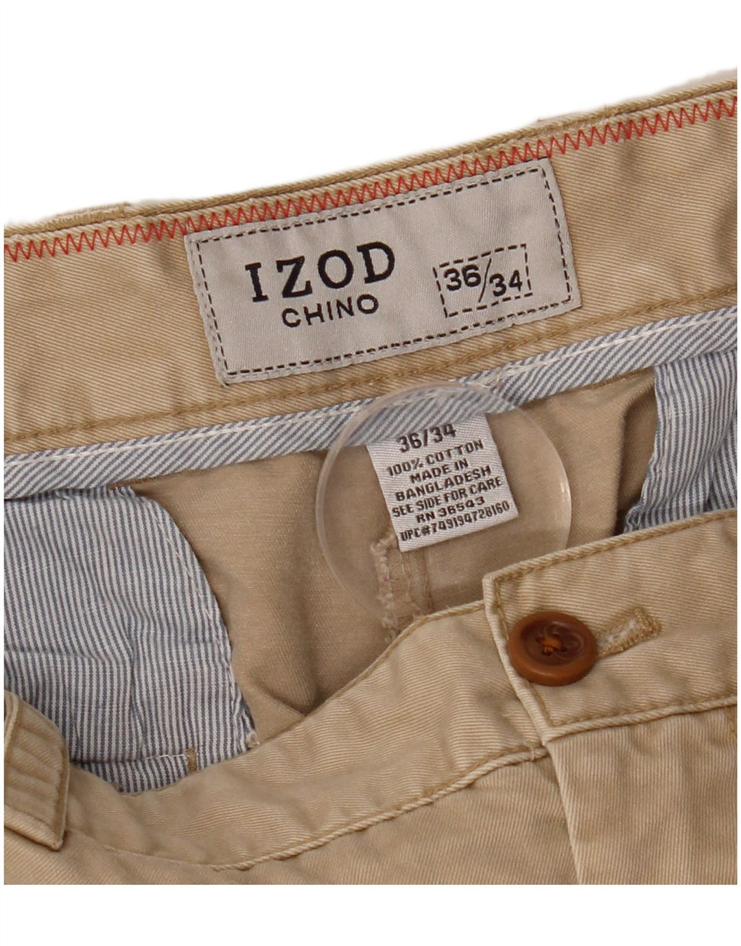 IZOD Herren gerade Chinohose W36 L34 Beige Baumwolle