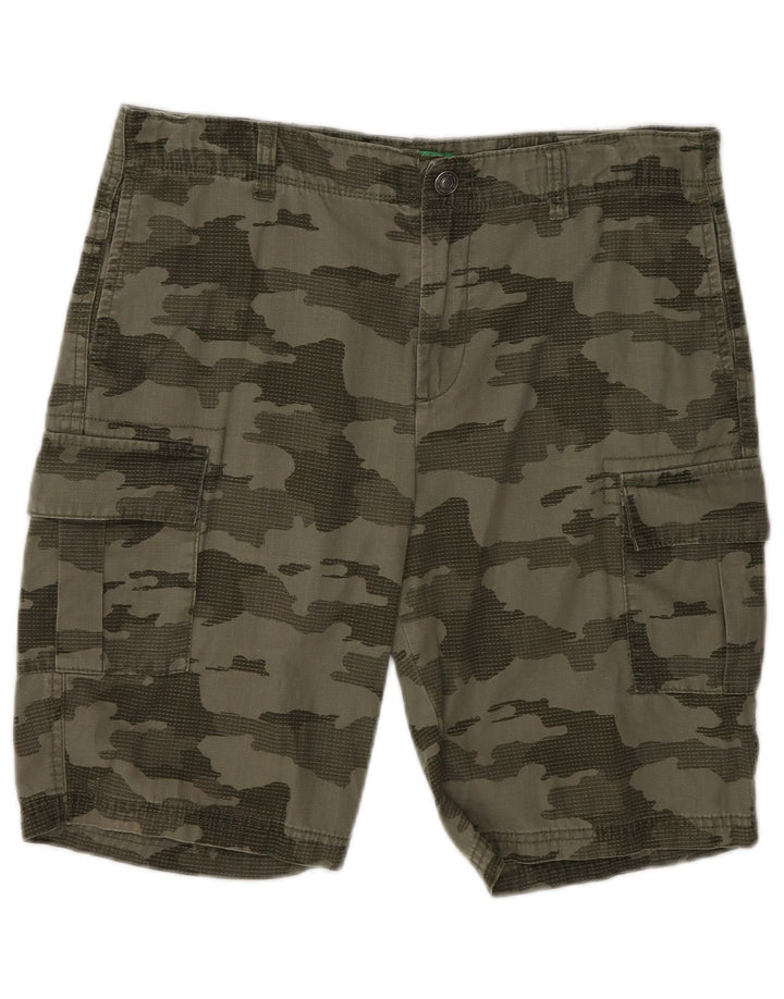 BENETTON Cargo-Shorts für Jungen, 13–14 Jahre, 3XL W30, Khaki-Camouflage, Baumwolle