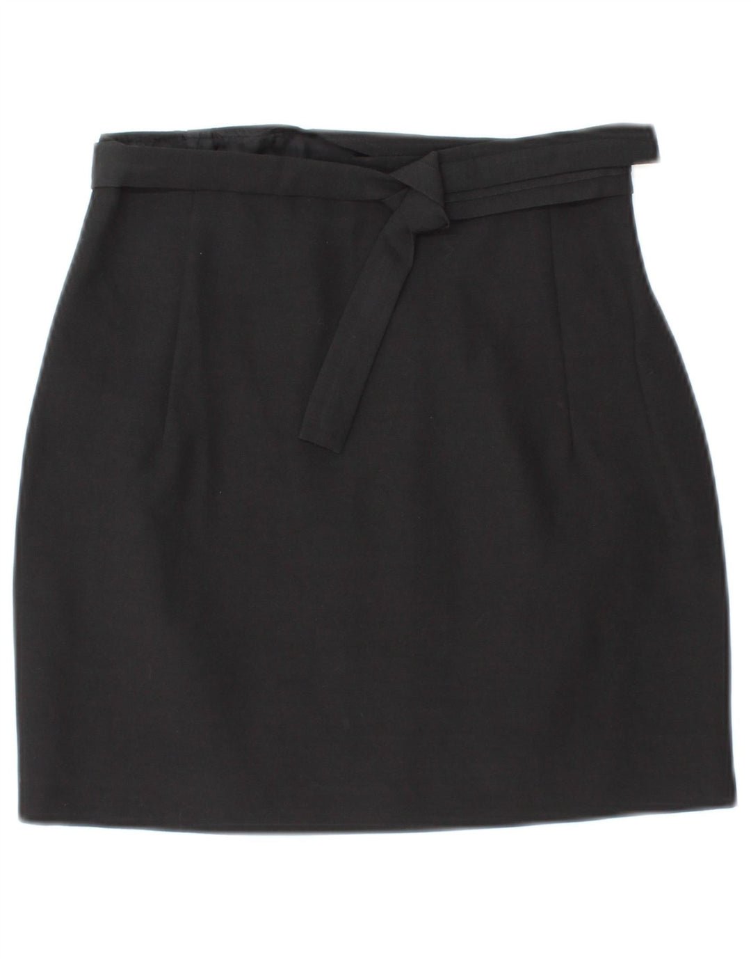 VINTAGE Damen Mini-Wickelrock IT 42 Medium W26 Schwarze Wolle