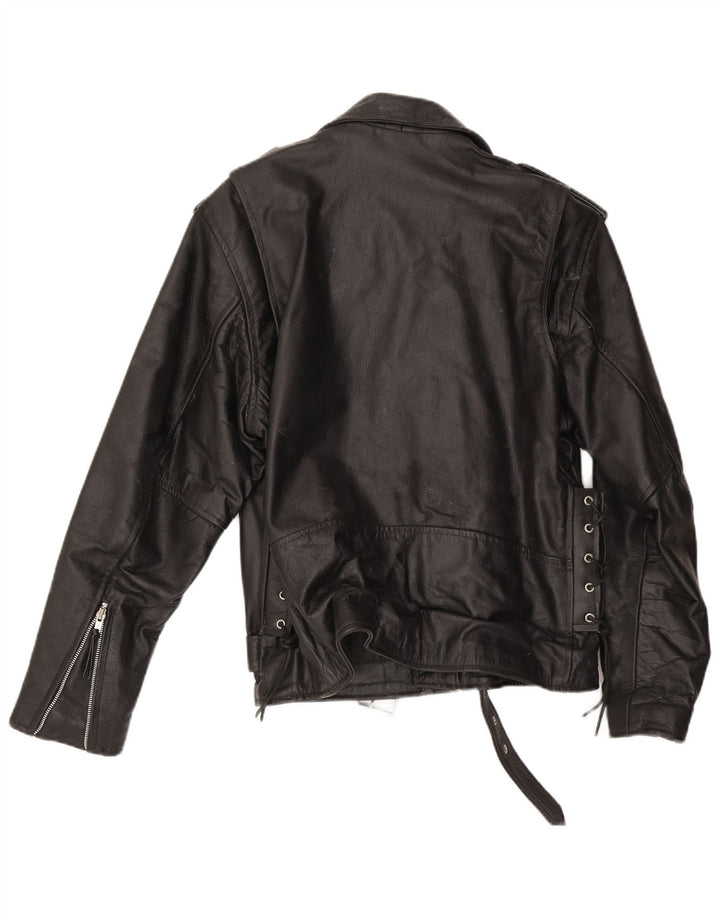Vintage Herren Leder Bikerjacke IT 46 Small Schwarz