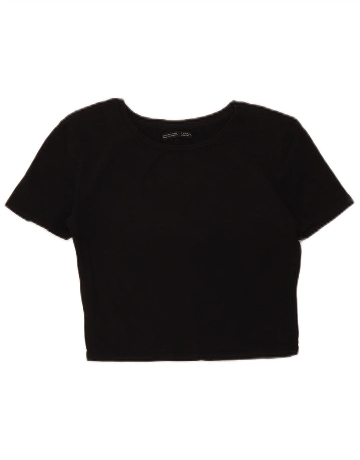 Zara Damen Crop T-Shirt Top UK 8 Small Schwarz