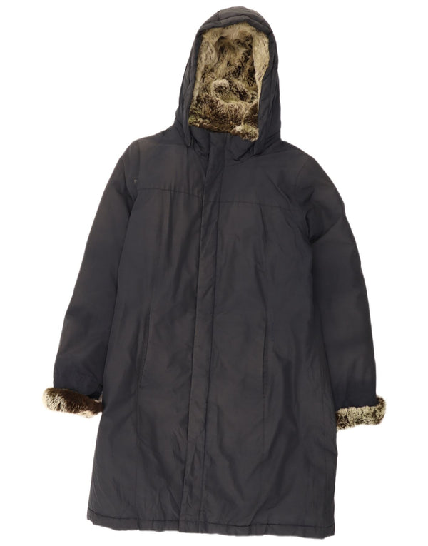 Woolrich Wattierter Damenmantel mit Kapuze, UK 20 2XL, marineblaue Baumwolle