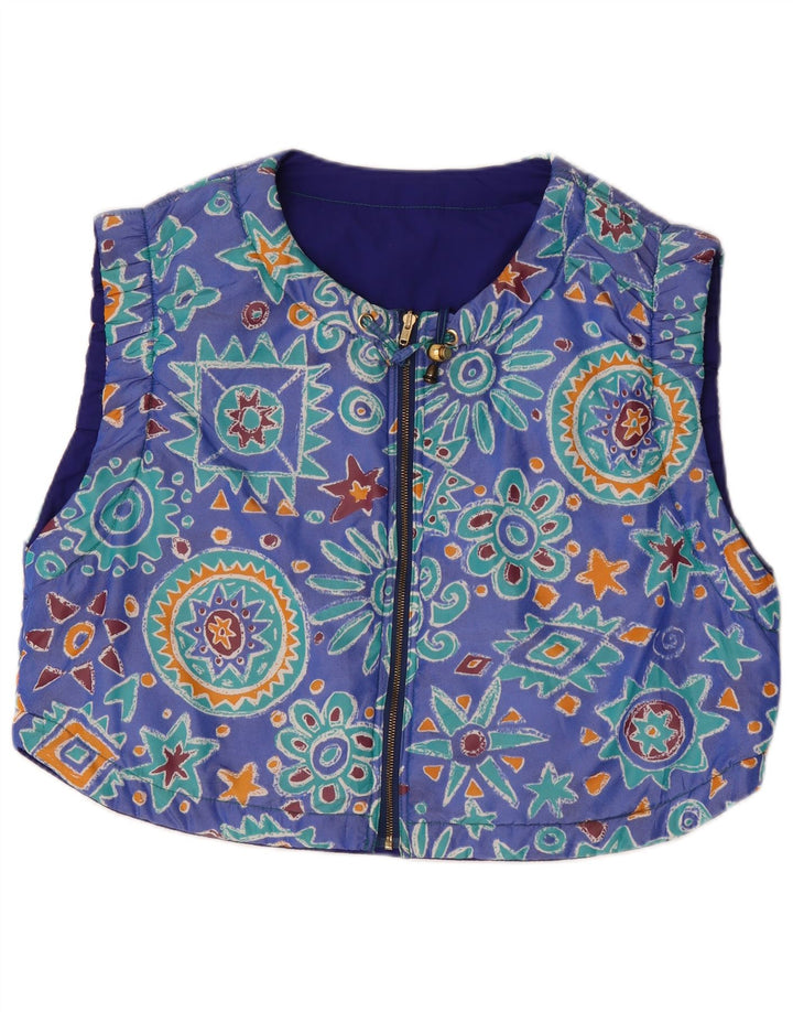 Vintage Damen Gilet UK 20 2XL Blau Geometrisch