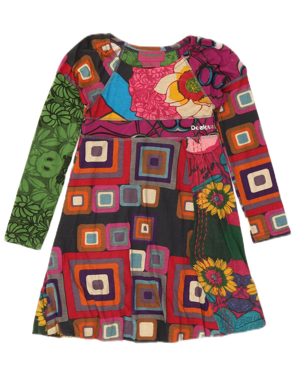 Desigual Mädchen-Kleid in A-Linie mit Grafik, 7–8 Jahre, mehrfarbig, Blumenmuster