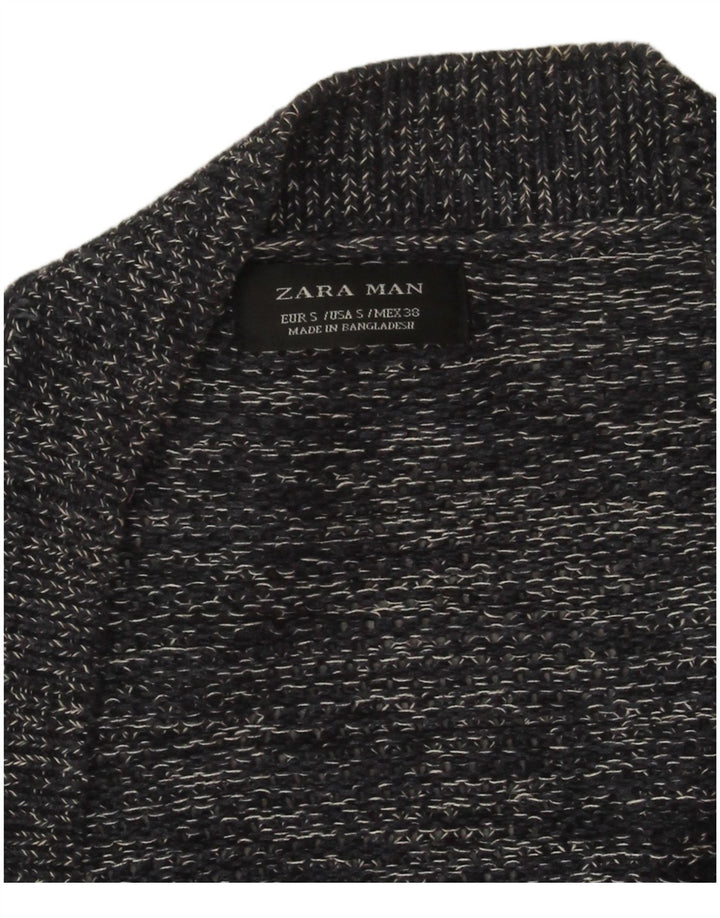 Zara Herren-Strickjacke, klein, grau gefleckte Baumwolle