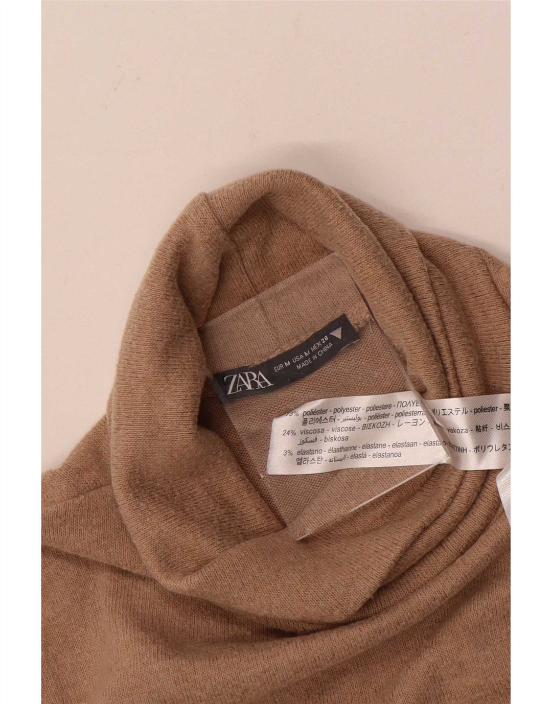 Zara Damen Pulloverkleid UK 14 Mittelbraunes Polyester