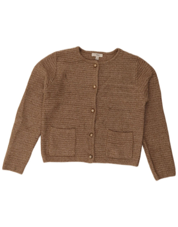 Marks & Spencer Damen Crop Cardigan Pullover UK 14 Mittelbraunes Polyester