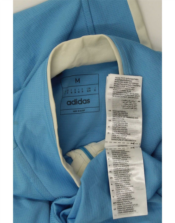 Adidas Herren-Pullover-Trainingsanzug-Oberteil mit Reißverschluss und Halsausschnitt, mittelblaues Polyester