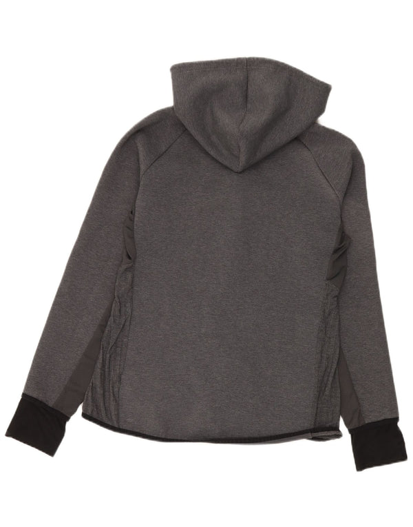 Adidas Damen Zip Hoodie Pullover UK 14 Große graue Baumwolle