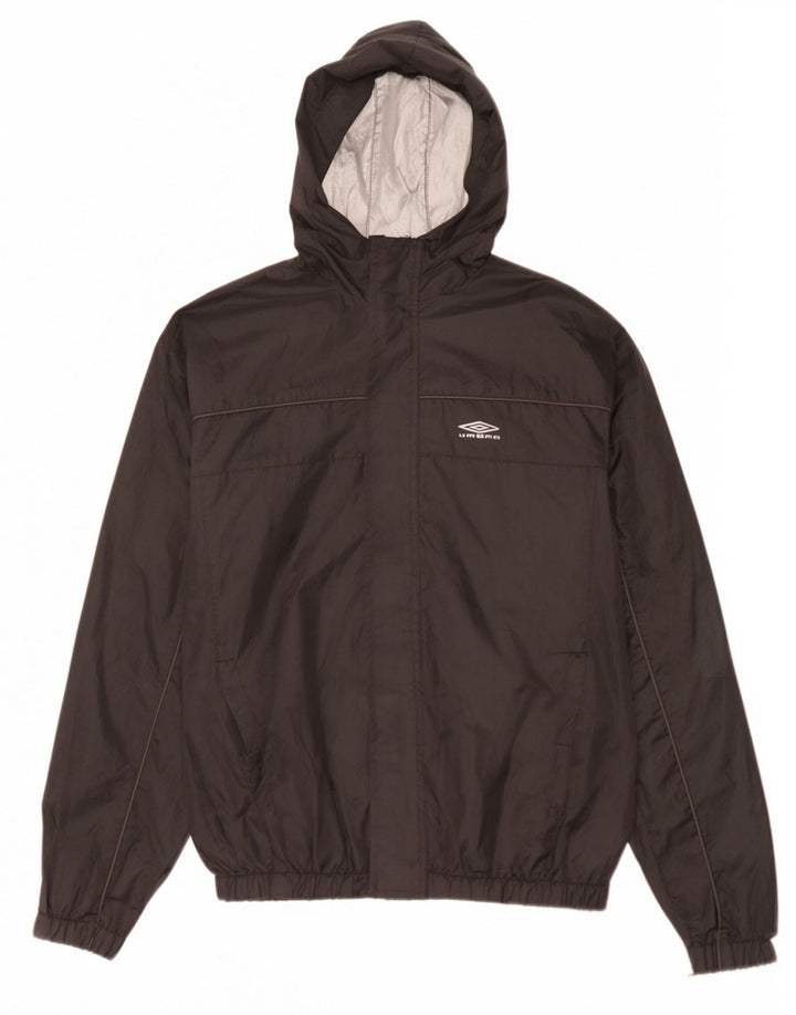 Umbro Jungen-Regenjacke mit Kapuze, 11–12 Jahre, groß, schwarzes Polyester