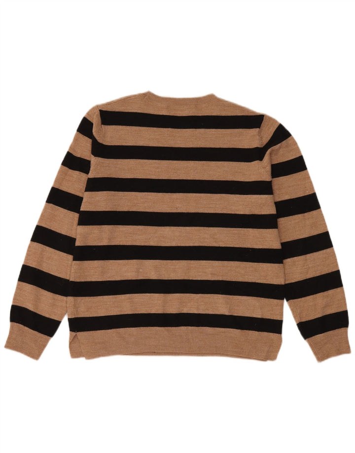 Marks & Spencer Damen-Pullover mit Rundhalsausschnitt, UK 14, Mittelbraun gestreift