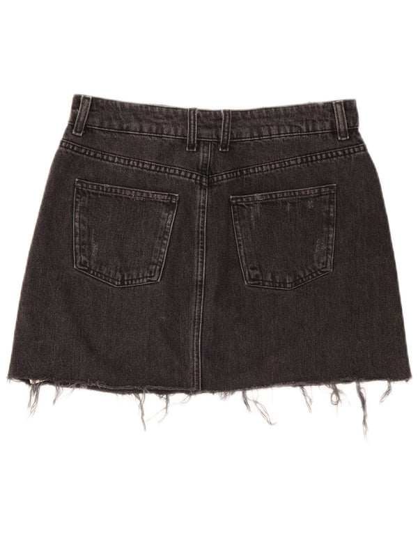 Topshop Damen Mini-Jeansrock UK 12 Medium W32 Schwarze Baumwolle