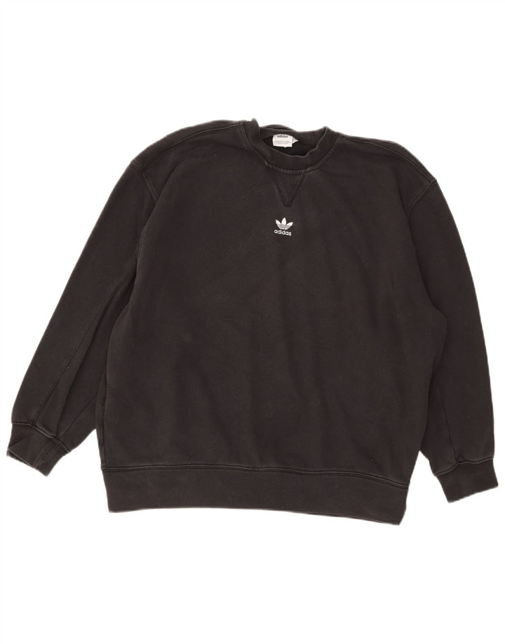 Adidas Womens Graphic Oversized Sweatshirt Pullover UK 12 Mittelschwarze Baumwolle