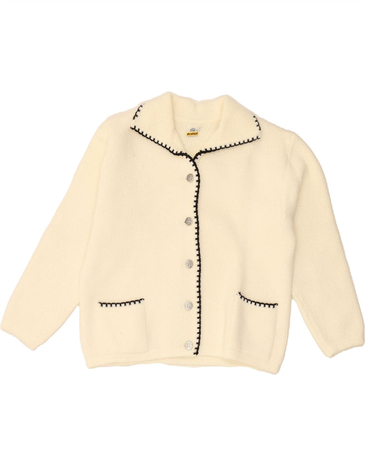 DRALON Womens Cardigan Sweater EU 42 Large White Vintage Dralon and Second-Hand Dralon from Messina Hembry 