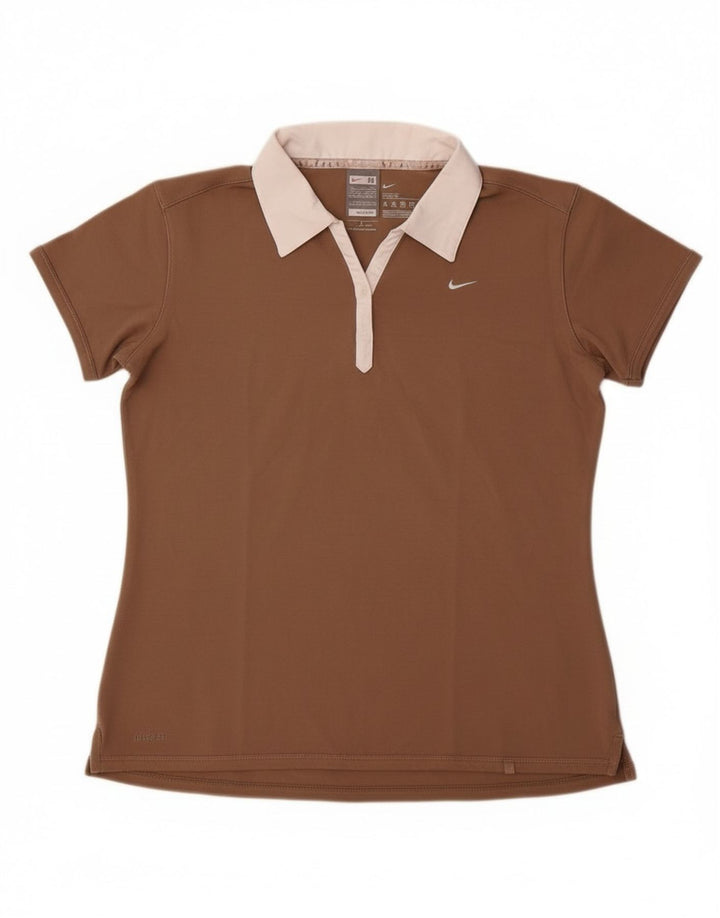 Nike Damen Poloshirt UK 10/12 mittelbraune Baumwolle
