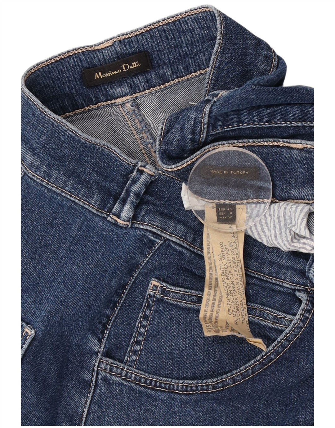 Massimo Dutti Damen Jeansrock EU 40 Medium W30 Marineblaue Baumwolle