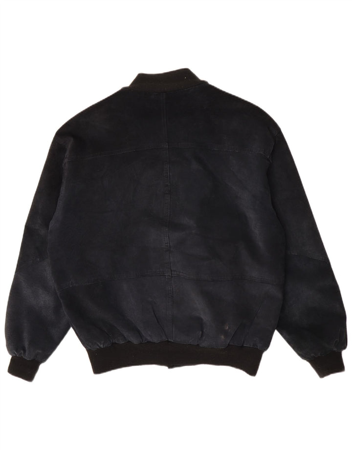 John Monroe Herren-Bomberjacke aus Wildleder mit lockerer Passform, Größe S, Marineblau, Größe 36