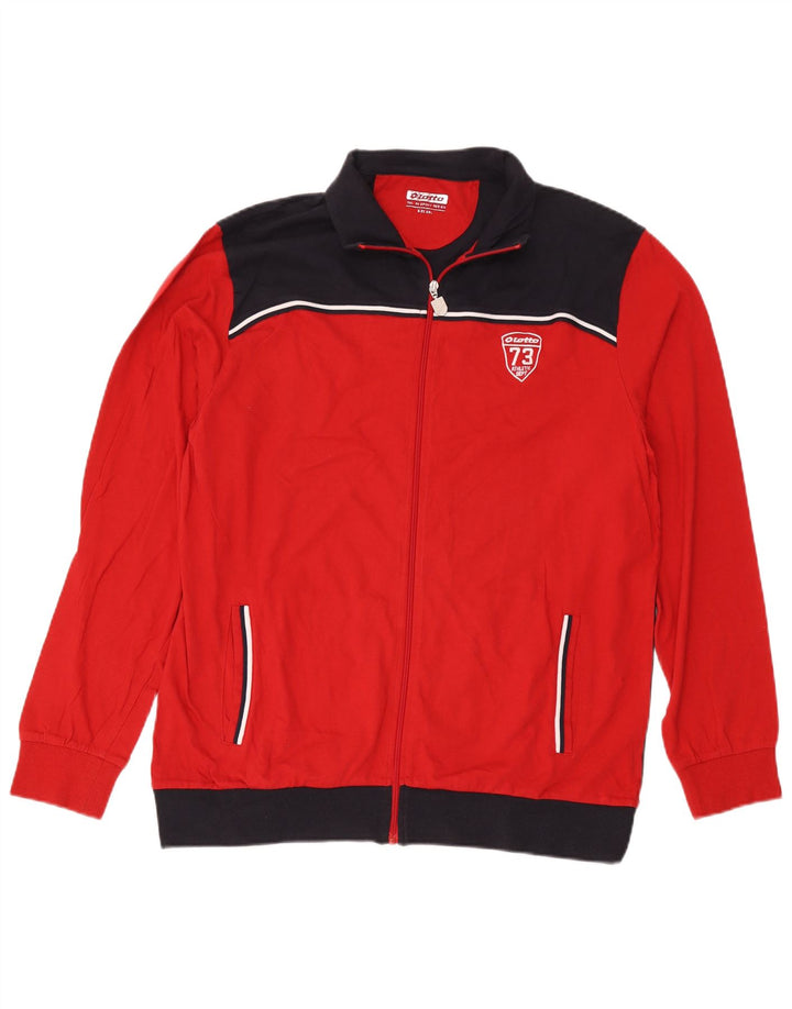 Lotto Herren-Trainingsanzug-Oberteil, Jacke, 2XL, rote Farbblock-Baumwolle