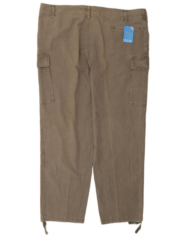 Vintage Herren gerade Cargohose IT 60 5XL W52 L34 Khaki Baumwolle