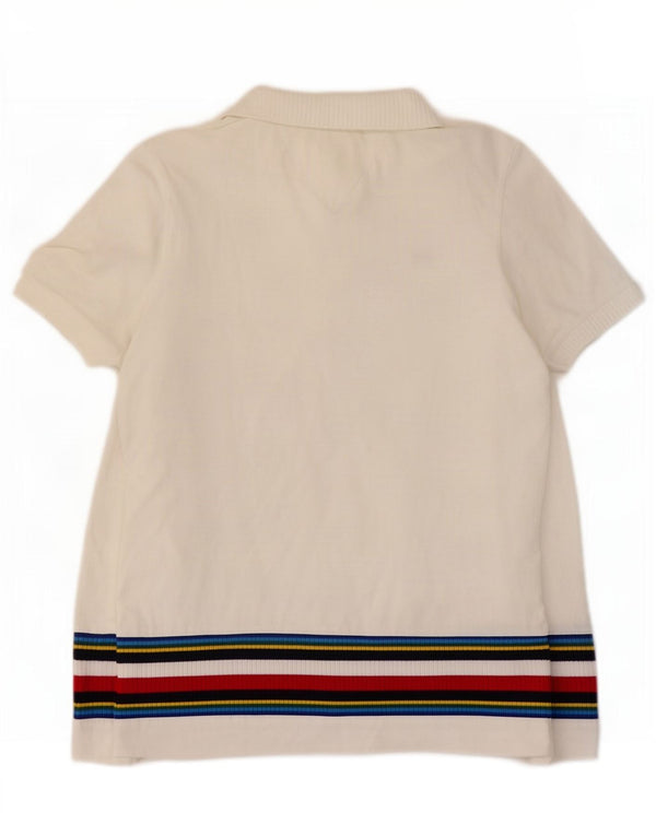 Tommy Hilfiger Damen-Poloshirt, UK 10, Größe S, weiß, gestreift, Baumwolle