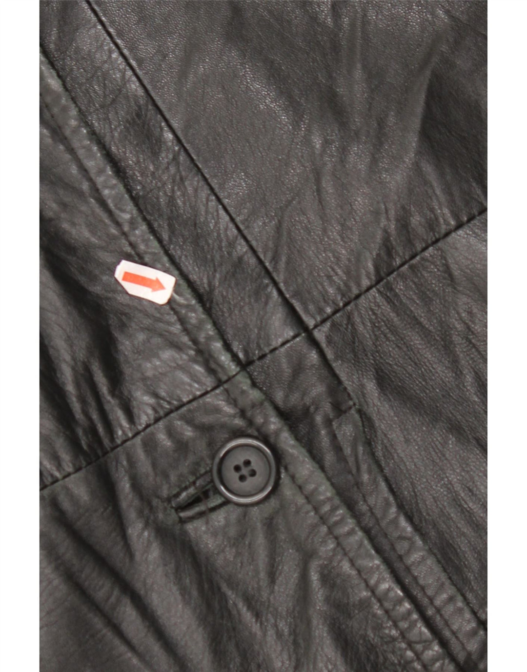 VINTAGE Damen Ledermantel IT 48 XL Schwarz