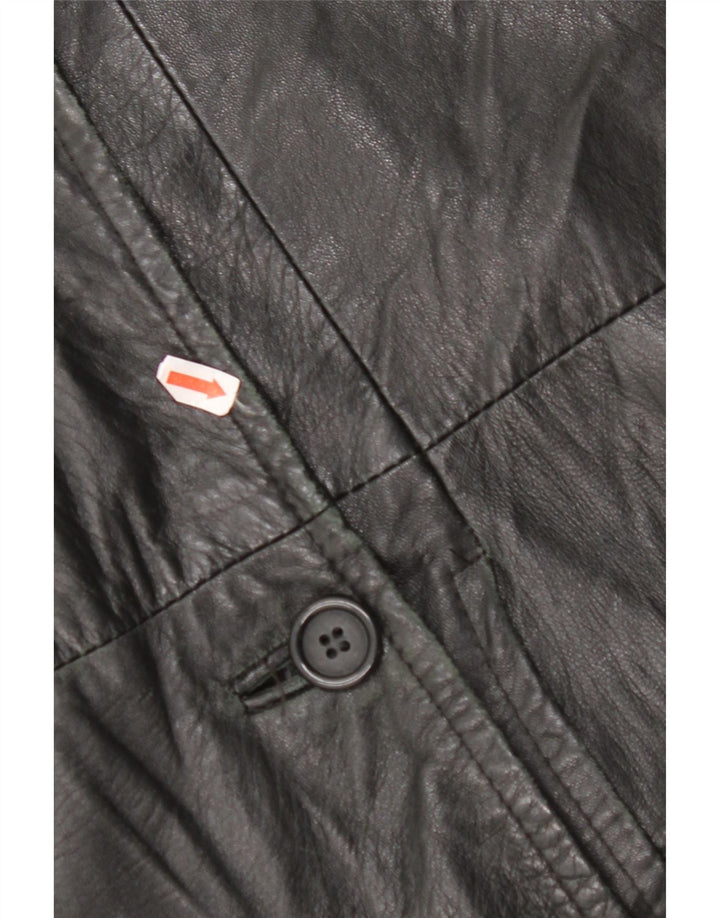 VINTAGE Damen Ledermantel IT 48 XL Schwarz