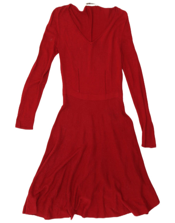 Oasis Langarm-Pulloverkleid für Damen, UK 10, Größe S, Rot, Baumwolle