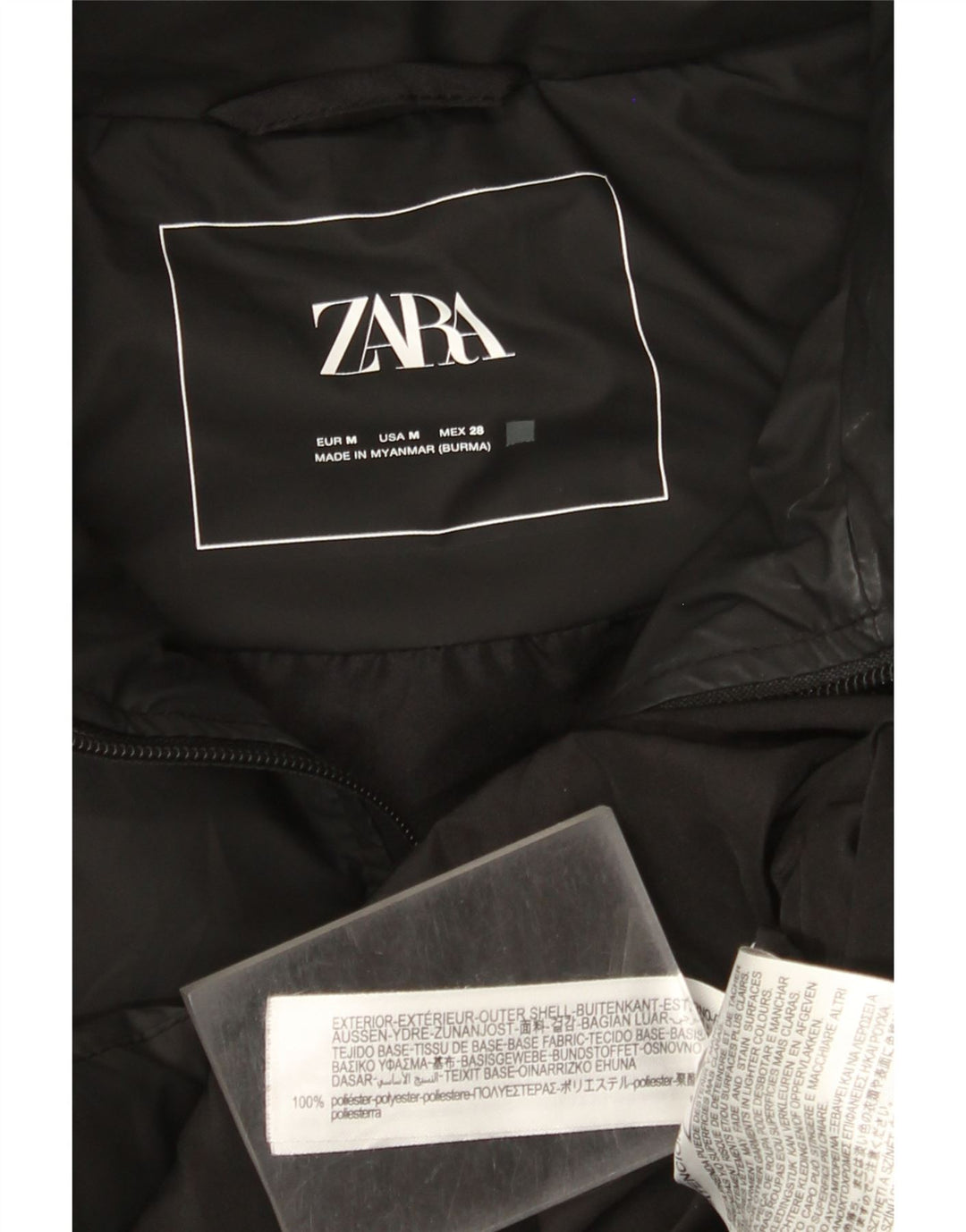 Zara Damen Kapuzenmantel, ärmellos, gepolstert, UK 14, Mittelschwarz, Polyester