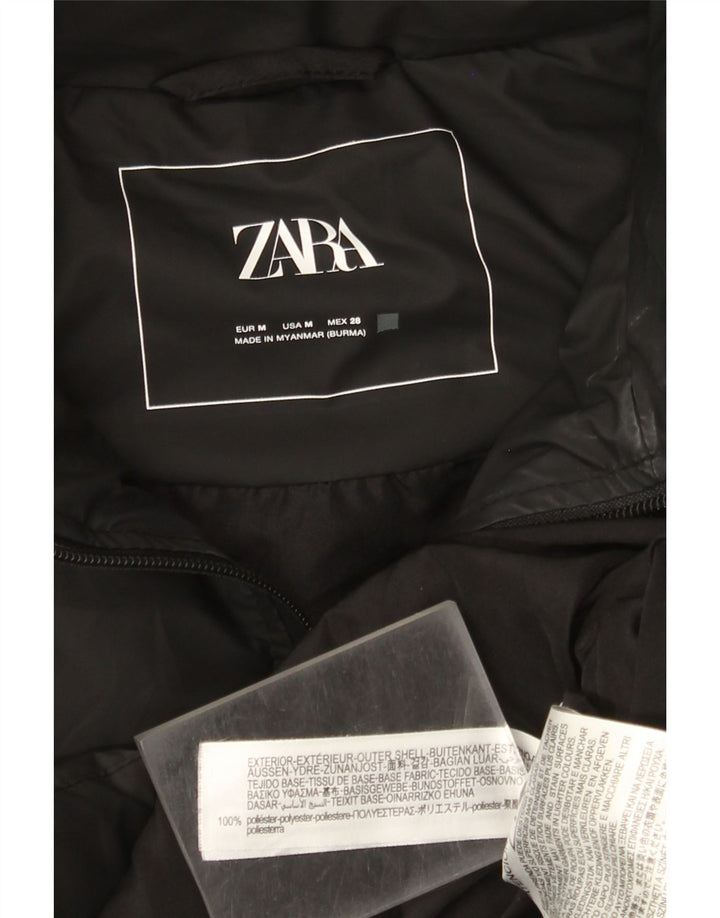Zara Damen Kapuzenmantel, ärmellos, gepolstert, UK 14, Mittelschwarz, Polyester