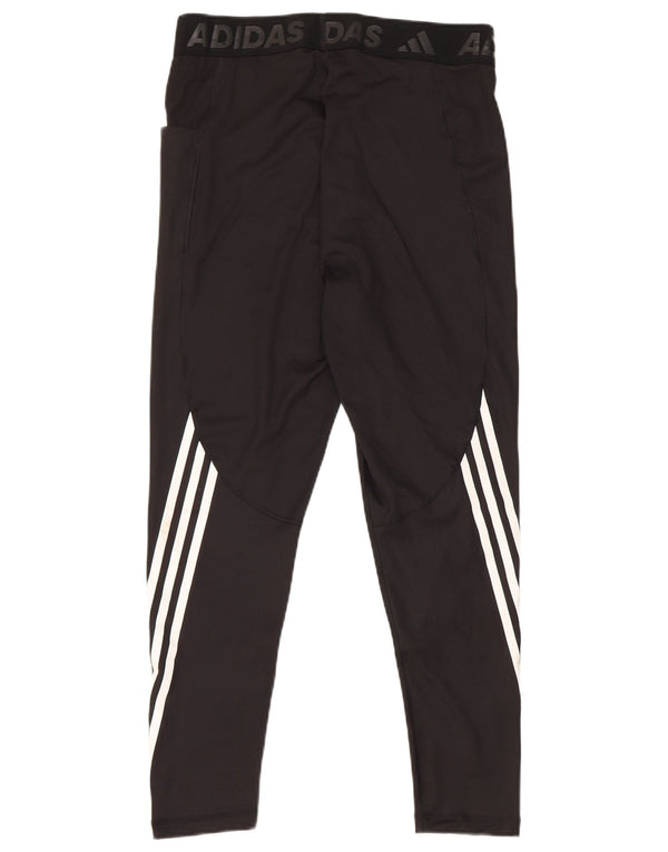 Adidas Damen Tech Fit Graphic Leggings UK 16/18 Large Schwarz gestreift