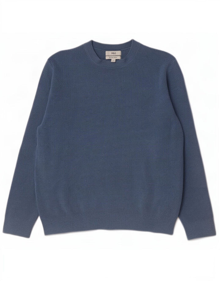 Marks & Spencer Herren-Pullover mit Rundhalsausschnitt, XL, Blau, Polyester
