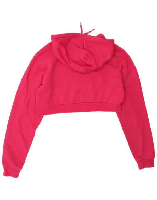 Fila Womens Graphic Crop Hoodie Pullover UK 10 Small Rosa Baumwolle