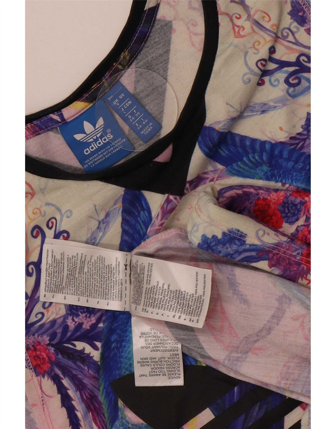 Adidas Damen Passaredo Graphic Vest Top UK 8 Small Mehrfarbig Tropical