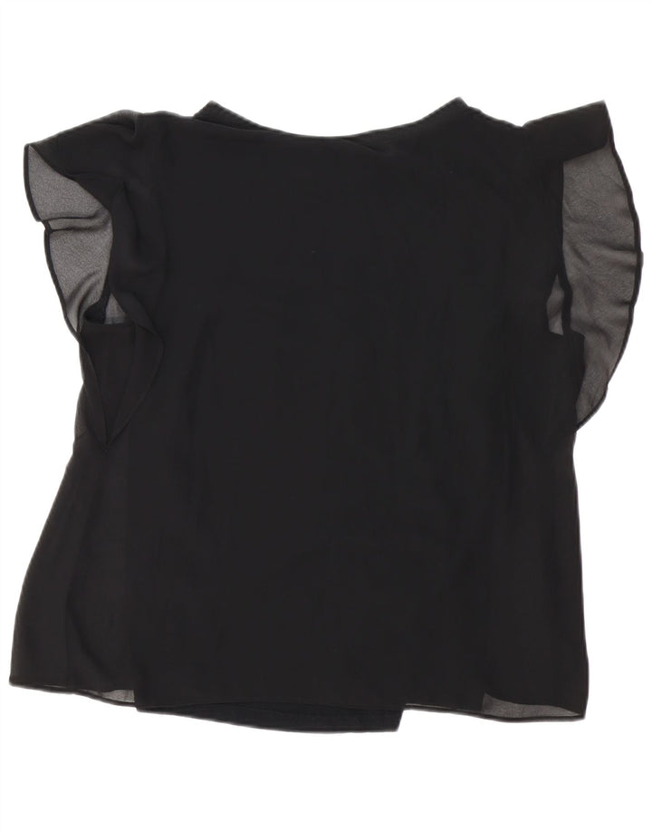 ZARA Damen Bluse Top UK 16 Large Schwarz
